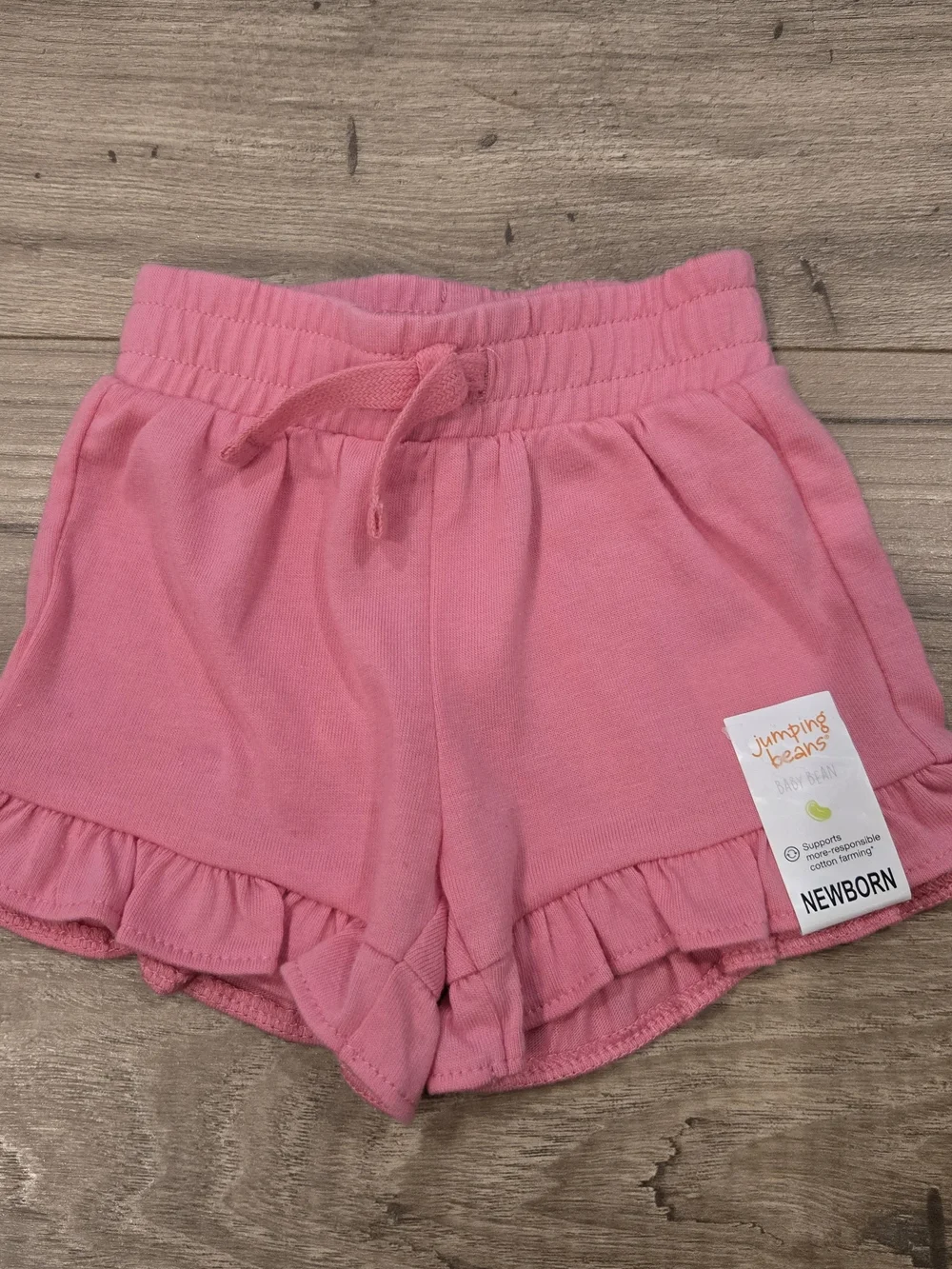 NWT Jumping Beans Baby Girl Pink Black 2pc Ruffle Shorts Set Size NB New